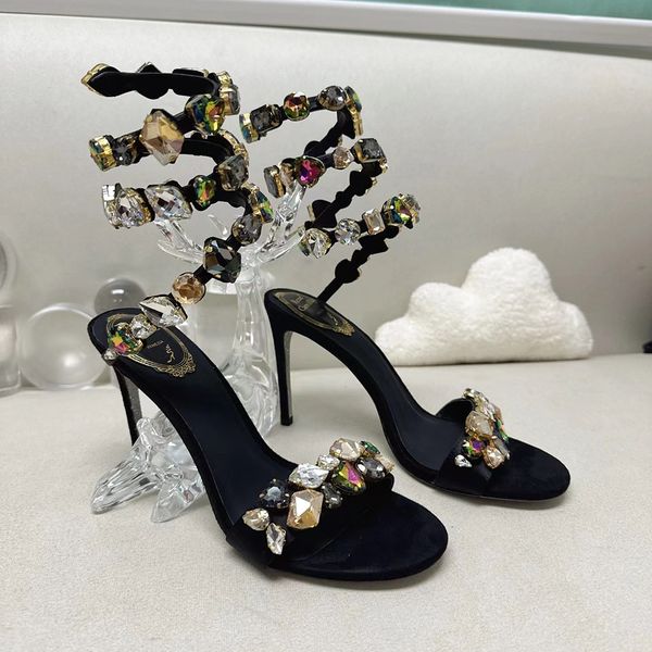 rene crystal lamp snake strass sandals women's large grain crystal decoration high sandals luxury designers ankle wraparound shoe for w, Black
rene crystal lamp snake strass sandals women's large grain crystal decoration high sandals luxury designers ankle wraparound shoe for w, Black