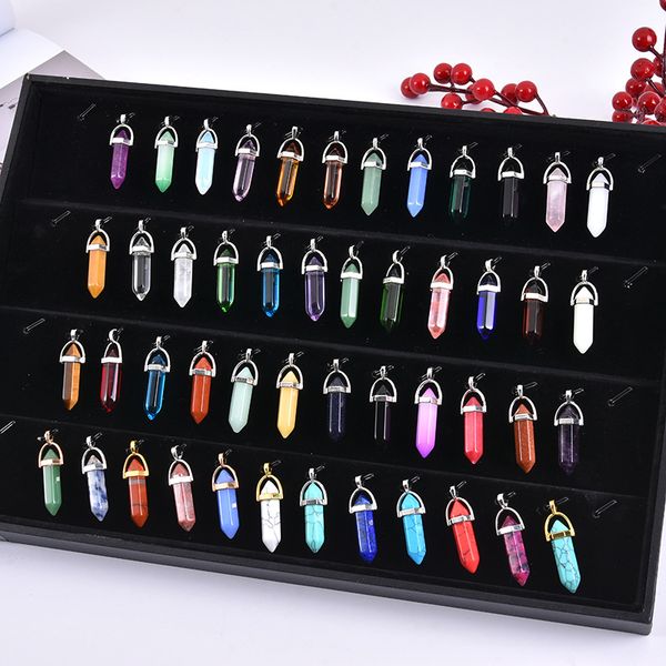 hexagonal column turquoise pink crystal pendent necklace for women quartz necklaces leather chain natural stone pendant necklace, Silver
hexagonal column turquoise pink crystal pendent necklace for women quartz necklaces leather chain natural stone pendant necklace, Silver