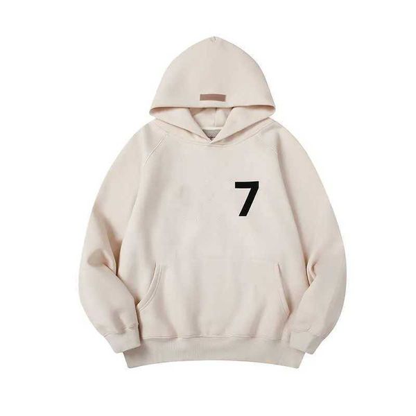 23 new hoodie sweatpants high street brand ess silicone small letters reflective flocking autumn and winter fashion style plus velvet oversi, Black