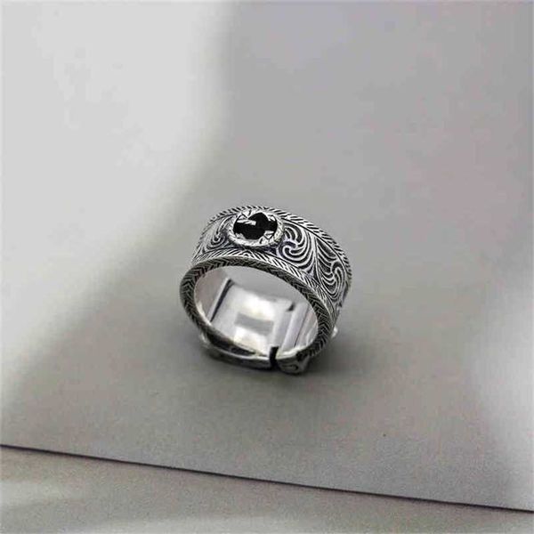 ring carved vine personalized silver interlocking ring wide men's domineering ring