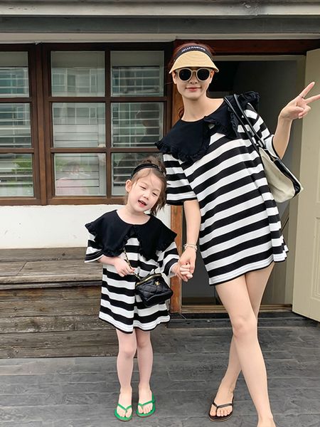 family matching outfits korean version of children's clothing girl clothes parent-child wear striped t-shirt skirt mother and women, Blue
family matching outfits korean version of children's clothing girl clothes parent-child wear striped t-shirt skirt mother and women, Blue