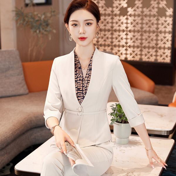 women's suits blazers styles elegant spring summer formal uniform designs pantsuits with pants and jackets coat women business office w, White;black
women's suits blazers styles elegant spring summer formal uniform designs pantsuits with pants and jackets coat women business office w, White;black