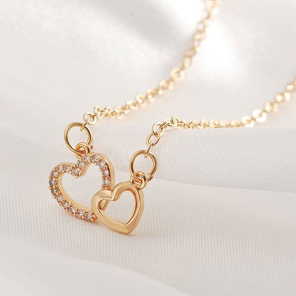 simple double heart pendant necklace for women exquisite geometric love clavicle chain jewelry birthday valentine's day gift, Silver
simple double heart pendant necklace for women exquisite geometric love clavicle chain jewelry birthday valentine's day gift, Silver