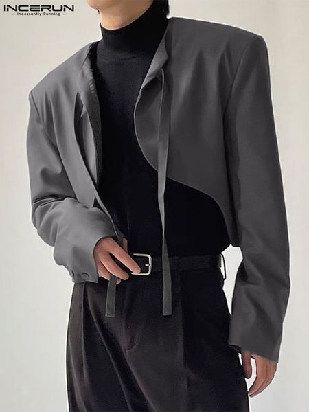 men's suits blazers fashion casual style men incerun short bandage cardigan blazer stylish male loose comfortable all-match simple sui, White;black
men's suits blazers fashion casual style men incerun short bandage cardigan blazer stylish male loose comfortable all-match simple sui, White;black