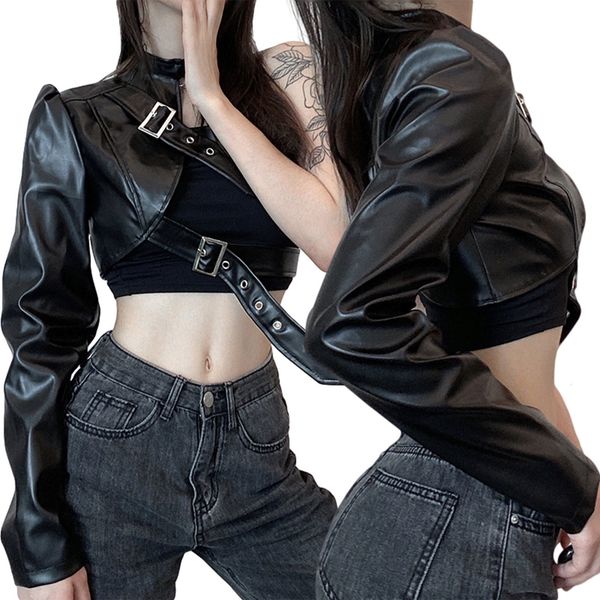 women's t-shirt hirigin fashion women punk style crop cool single long sleeve neck hanger leather belt connected women clothing 23031, White
women's t-shirt hirigin fashion women punk style crop cool single long sleeve neck hanger leather belt connected women clothing 23031, White