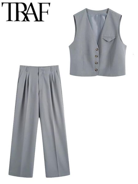 womens two piece pants traf suits spring ol style sets women casual 2 piece sleeveless blazer cropped v neck vest loose long pants grey 2303, White
womens two piece pants traf suits spring ol style sets women casual 2 piece sleeveless blazer cropped v neck vest loose long pants grey 2303, White