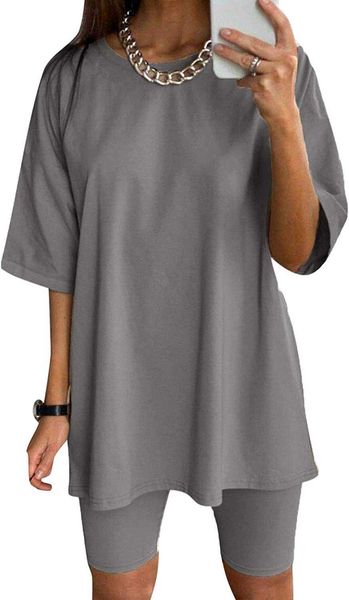 women's tracksuits 2 piece outfit sets casual oversized t-shirt biker shorts workout sports tracksuits gd50zmxw, Gray
women's tracksuits 2 piece outfit sets casual oversized t-shirt biker shorts workout sports tracksuits gd50zmxw, Gray