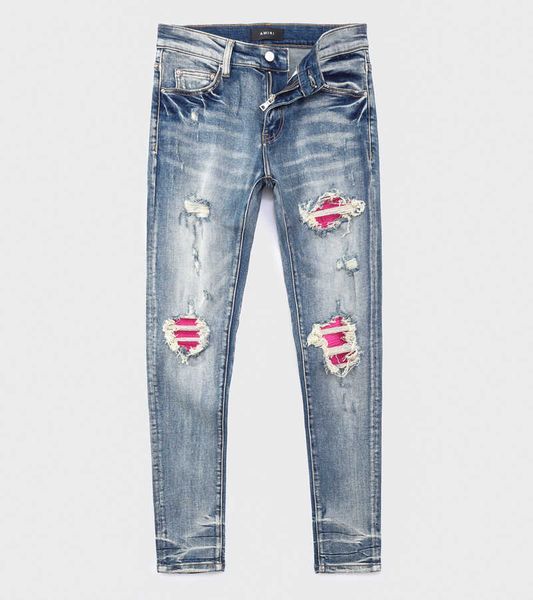 jeans mens am1r1 trousers pants mirri ripped fashion designer brand new men's white embroidery patch elastic slim denim hip hop high ay, Blue
jeans mens am1r1 trousers pants mirri ripped fashion designer brand new men's white embroidery patch elastic slim denim hip hop high ay, Blue