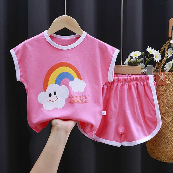 clothing sets cartoon full strawberry print sleeveless suits summer thin loose cotton casual o-neck pullover baby soft skin 2pcs outfit p230, White
clothing sets cartoon full strawberry print sleeveless suits summer thin loose cotton casual o-neck pullover baby soft skin 2pcs outfit p230, White