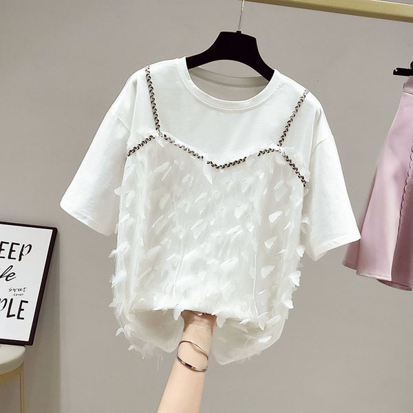 women's t-shirt feather stitching fake two-piece short-sleeved t-shirt women's summer loose design trendy cotton clothes l-4xl 230, White
women's t-shirt feather stitching fake two-piece short-sleeved t-shirt women's summer loose design trendy cotton clothes l-4xl 230, White