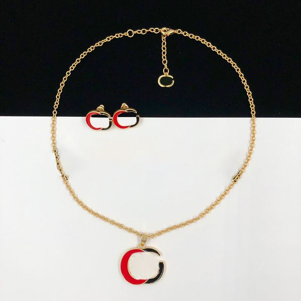 red black color women charm double letter combination design pendant necklaces simple generous lady street jewelry, Golden
red black color women charm double letter combination design pendant necklaces simple generous lady street jewelry, Golden