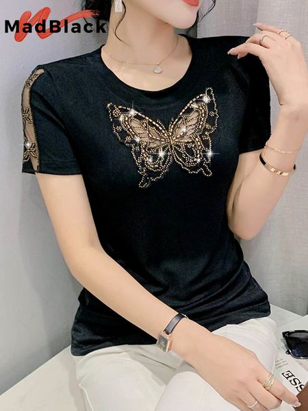 women's t-shirt madblack summer t-shirt chic o-neck hollow out bowknot beading diamonds women short sleeve hand make tees t25002l 2303, White
women's t-shirt madblack summer t-shirt chic o-neck hollow out bowknot beading diamonds women short sleeve hand make tees t25002l 2303, White