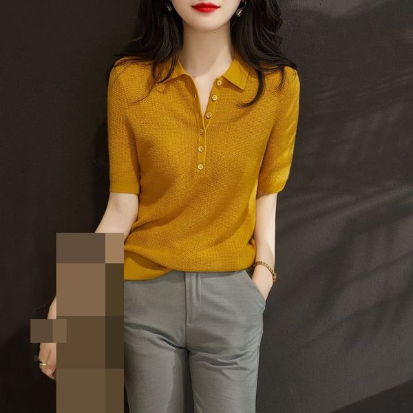 women's t-shirt knitted ice silk short-sleeved women's summer thin sweater polo shirt knitted women korean pockets 230317, White
women's t-shirt knitted ice silk short-sleeved women's summer thin sweater polo shirt knitted women korean pockets 230317, White