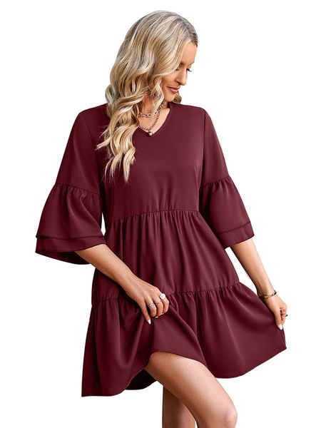 v-neck a-line women's casual dresses mini short length ruched panelled tiered ruffles flare half sleeves spring summer, Black;gray
v-neck a-line women's casual dresses mini short length ruched panelled tiered ruffles flare half sleeves spring summer, Black;gray