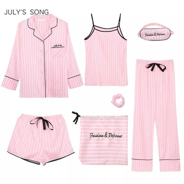 women's sleepwear july's song pink 7 pieces women's pajamas sets faux silk striped pyjama women's pajamas sleepwear sets, Black;red
women's sleepwear july's song pink 7 pieces women's pajamas sets faux silk striped pyjama women's pajamas sleepwear sets, Black;red