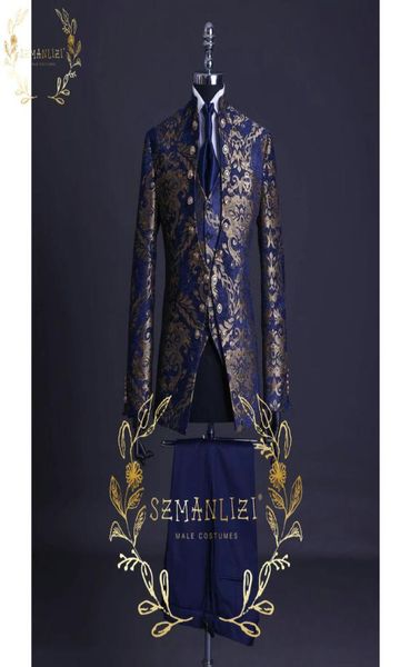 handsome blue gold floral rim stage men suit set stand collar mens wedding suits formal groom tuxedo costume jacket pants vest5013888, Black;gray
handsome blue gold floral rim stage men suit set stand collar mens wedding suits formal groom tuxedo costume jacket pants vest5013888, Black;gray