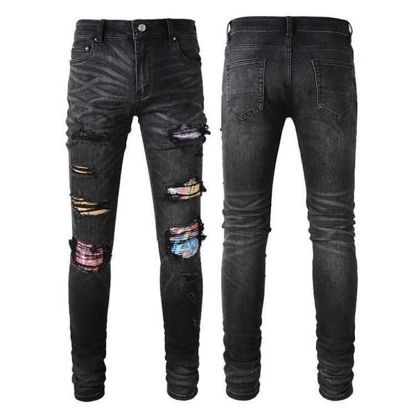 jeans mens am1r1 trousers pants mirri ripped fashion designer brand new men's white embroidery patch elastic slim denim hip hop high 61, Blue
jeans mens am1r1 trousers pants mirri ripped fashion designer brand new men's white embroidery patch elastic slim denim hip hop high 61, Blue