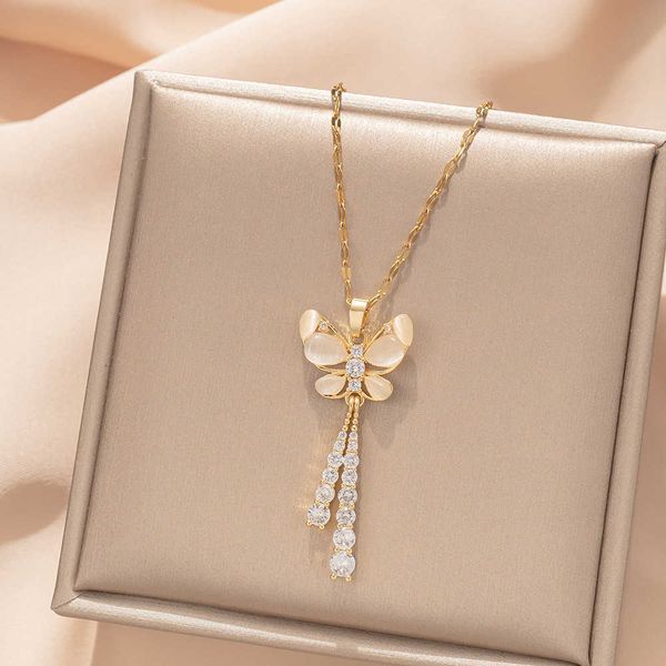 pendant necklaces strands strings cat's eye bow tassel titanium steel necklace high end light luxury microinlaid zirconium 2023 summer, Silver
pendant necklaces strands strings cat's eye bow tassel titanium steel necklace high end light luxury microinlaid zirconium 2023 summer, Silver