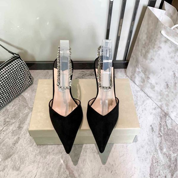 summer sandals designer women high heeled party shoes rhinestone chain pointed closed toe, Black
summer sandals designer women high heeled party shoes rhinestone chain pointed closed toe, Black
