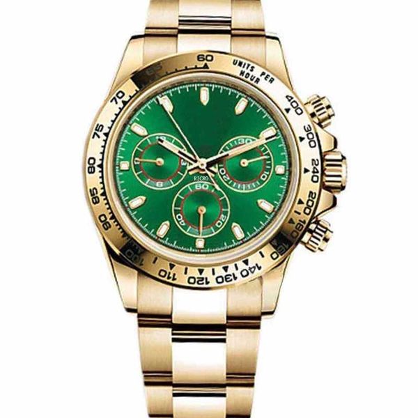 luxury whach mens master design sports style automatic movement gold stainless steel case green dial folding button, Slivery;black
