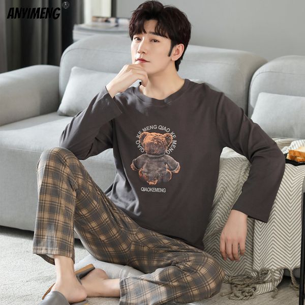 men's sleepwear autumn winter soft cotton pijamas brown men homesuit plus size 4xl bear printing sleepwear round collar casual pajamas, Black;brown
men's sleepwear autumn winter soft cotton pijamas brown men homesuit plus size 4xl bear printing sleepwear round collar casual pajamas, Black;brown