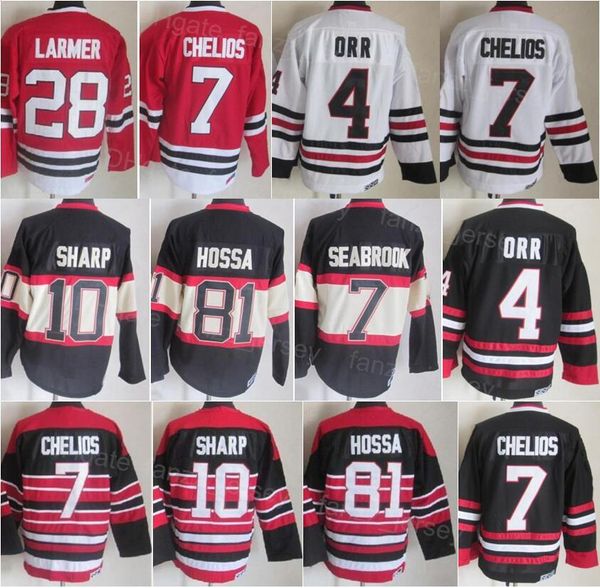 men vintage ice hockey retro 10 patrick sharp jerseys 81 marian hossa 28 steve larmer 4 bobby orr 7 chris chelios 88 patrick kane all stitch, Black;red
men vintage ice hockey retro 10 patrick sharp jerseys 81 marian hossa 28 steve larmer 4 bobby orr 7 chris chelios 88 patrick kane all stitch, Black;red