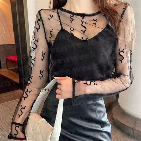 flocked letter mesh women shirts with sling lining see through long sleeve bottoming shirt tees, White
flocked letter mesh women shirts with sling lining see through long sleeve bottoming shirt tees, White