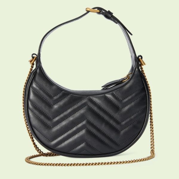 fashion bag women's party shoulder bag half month design metal chain handbag