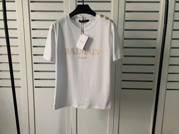 designer luxury coats ss spring and summer new bal short sleeve shoulder gold button bronzed letter cotton tshirt lovers classic p4744, Black;white
designer luxury coats ss spring and summer new bal short sleeve shoulder gold button bronzed letter cotton tshirt lovers classic p4744, Black;white