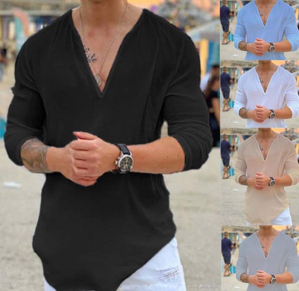 spring mens t-shirt v-neck long sleeve sold color tee fashion casual pullover t shirt for men streetwear, White;black
spring mens t-shirt v-neck long sleeve sold color tee fashion casual pullover t shirt for men streetwear, White;black