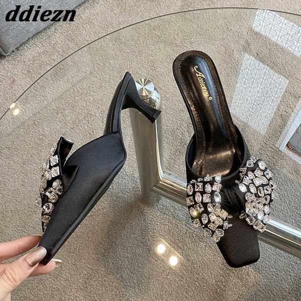 crystal butterfly knot women thin heel sandals mules new 2023 fashion silk ladies slippers pumps shoes rhinestones female slides 0316, Black
crystal butterfly knot women thin heel sandals mules new 2023 fashion silk ladies slippers pumps shoes rhinestones female slides 0316, Black