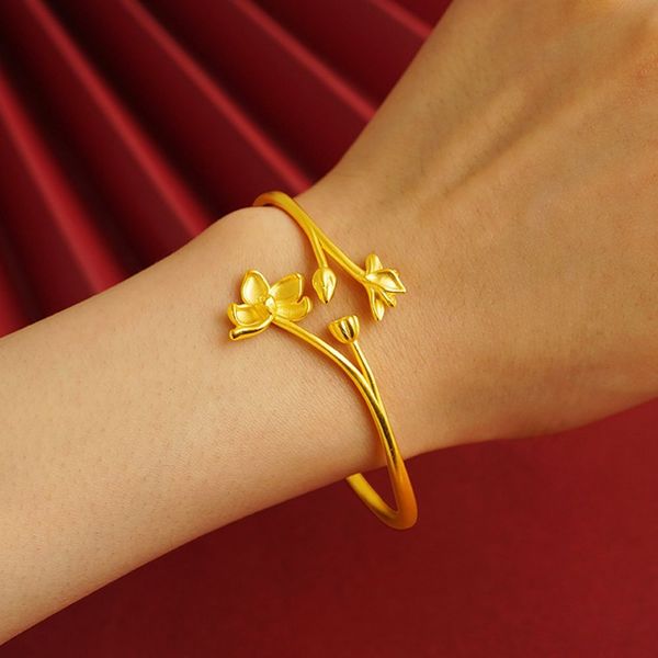 women cuff bangle bracelet solid real flower design 18k yellow gold filled fashion women jewelry pretty gift, Black
women cuff bangle bracelet solid real flower design 18k yellow gold filled fashion women jewelry pretty gift, Black