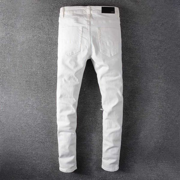 jeans mens am1r1 trousers pants mirri ripped fashion designer brand new men's white embroidery patch elastic slim denim hip hop high vu, Blue
jeans mens am1r1 trousers pants mirri ripped fashion designer brand new men's white embroidery patch elastic slim denim hip hop high vu, Blue