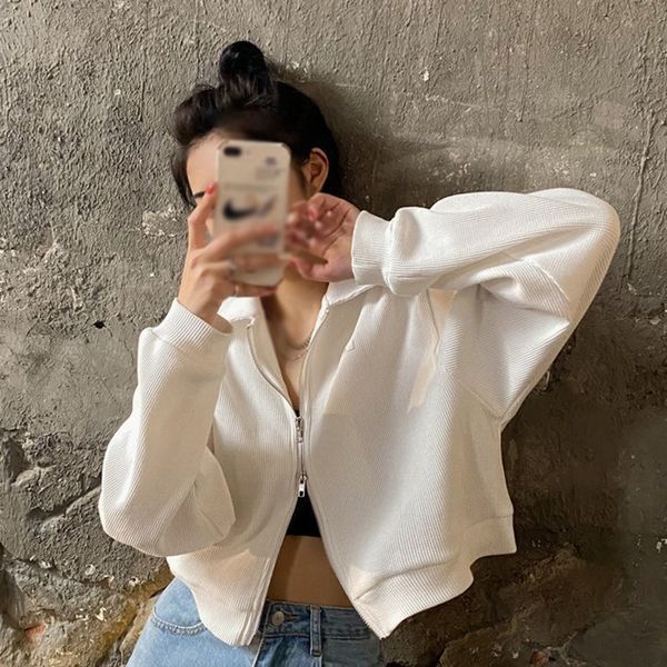 womens hoodies sweatshirts double zipper chic coat casual long sleeve waffle young ins cozy design daily harajuku solid 230317, Black
womens hoodies sweatshirts double zipper chic coat casual long sleeve waffle young ins cozy design daily harajuku solid 230317, Black