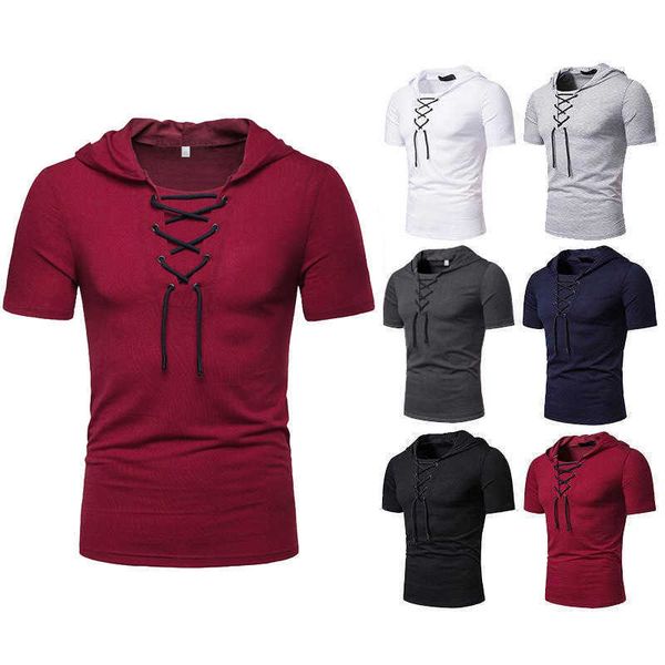 men's t-shirt men's casual personality lanyard short sleeve summer loose breathable mesh hooded t-shirt, White;black
men's t-shirt men's casual personality lanyard short sleeve summer loose breathable mesh hooded t-shirt, White;black