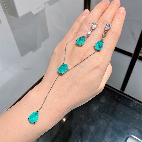 vintage imitation paraiba earrings & necklace wedding jewelry sets plated luxury mossaic jewelry 2sets/lot, Silver
vintage imitation paraiba earrings & necklace wedding jewelry sets plated luxury mossaic jewelry 2sets/lot, Silver