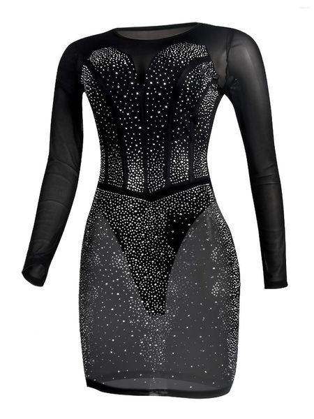 Casual Dresses Women's Square Neck Glitter Rhinestones Mesh See Through Club Elegant Bodycon Mini Dress, Black
Casual Dresses Women's Square Neck Glitter Rhinestones Mesh See Through Club Elegant Bodycon Mini Dress, Black