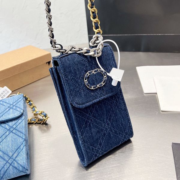 ccity collection womens 19 denim phone holder bags aged silver metal chain handle totes crossbody shoulder handbags bicolore quilted luxury
ccity collection womens 19 denim phone holder bags aged silver metal chain handle totes crossbody shoulder handbags bicolore quilted luxury
