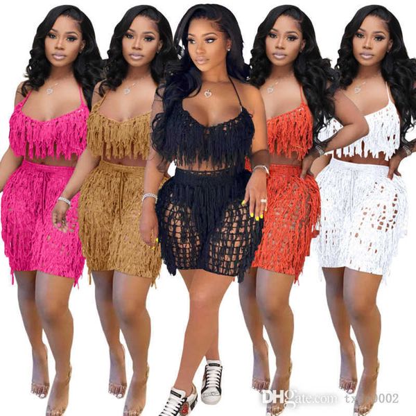 2023 summer womens designer tracksuits 2 piece set see through knitted hand hook tassel beach shorts suit, Gray
2023 summer womens designer tracksuits 2 piece set see through knitted hand hook tassel beach shorts suit, Gray