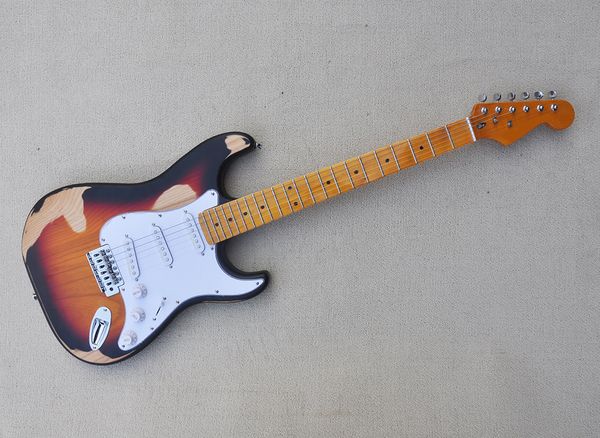 tobacco sunburst relic electric guitar with yellow maple fretboard sss pickups can be customized
tobacco sunburst relic electric guitar with yellow maple fretboard sss pickups can be customized