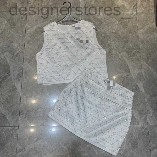 two piece dress designer spring and summer new diamond sleeveless skirt suit front middle decoration euk1, White
two piece dress designer spring and summer new diamond sleeveless skirt suit front middle decoration euk1, White