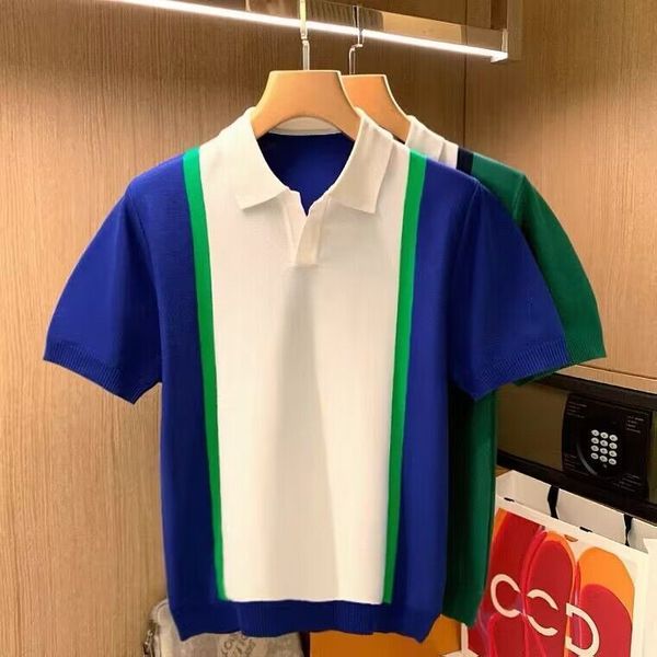 men's polos summer men's casual turndown collar polos male slim striped polo shirts men knitted short sleeve pullover 230317, White;black 
men's polos summer men's casual turndown collar polos male slim striped polo shirts men knitted short sleeve pullover 230317, White;black