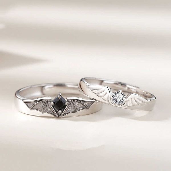 band rings 2022 new angel demon couple rings fashion design creativity personality wing adjustable ring for women men lovers jewelry gift g2, Silver
band rings 2022 new angel demon couple rings fashion design creativity personality wing adjustable ring for women men lovers jewelry gift g2, Silver
