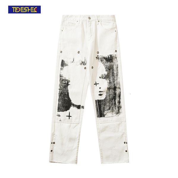 men's pants punk cargo jeans oversized face painting print trousers loose couple men women streetwear white 230317, Black
men's pants punk cargo jeans oversized face painting print trousers loose couple men women streetwear white 230317, Black