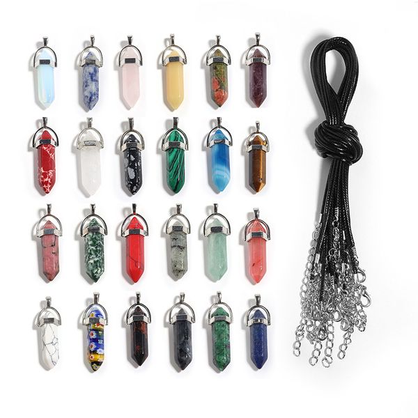 natural stone hexagon prism pendant necklace tiger's eye rose pink quartz crystal chakra reiki healing rope charms jewelry making, Silver
natural stone hexagon prism pendant necklace tiger's eye rose pink quartz crystal chakra reiki healing rope charms jewelry making, Silver