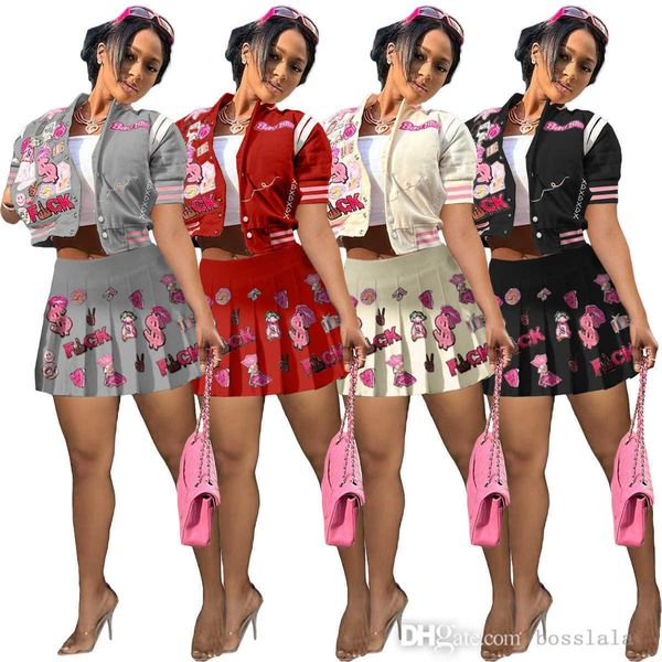2023 summer womens clothing two piece skirts set fashion printed short sleeve baseball bomber jacket suit s-xxl, White
2023 summer womens clothing two piece skirts set fashion printed short sleeve baseball bomber jacket suit s-xxl, White