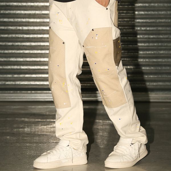 men s pants hip hop khaki cashew flower overalls ink splashing rice white multi color stitching stiff straight canvas retro cargo men 230317, Black
men s pants hip hop khaki cashew flower overalls ink splashing rice white multi color stitching stiff straight canvas retro cargo men 230317, Black