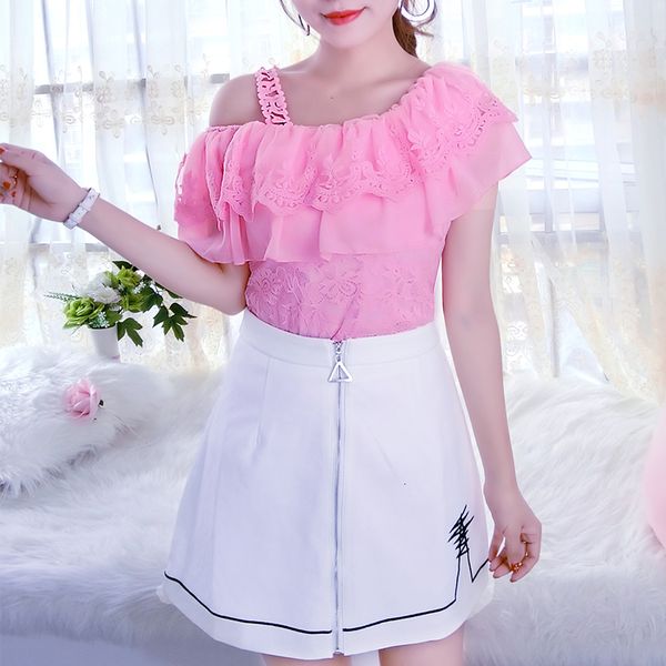 women's blouses shirts women shirt summer autumn sweet floral lace blouse short sleeve ruffles mesh blouses blusas lady slim short sf1, White
women's blouses shirts women shirt summer autumn sweet floral lace blouse short sleeve ruffles mesh blouses blusas lady slim short sf1, White