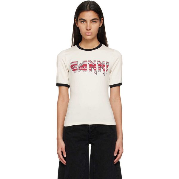 ganni 2023ss women designer t shirt fashion print color contrast slim design simple round neck short sleeve tees women, White
ganni 2023ss women designer t shirt fashion print color contrast slim design simple round neck short sleeve tees women, White