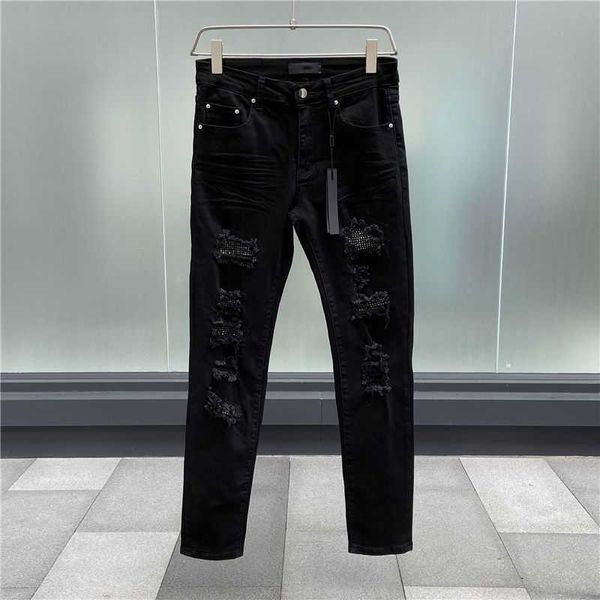 jeans mens am1r1 trousers pants mirri ripped fashion designer brand new men's white embroidery patch elastic slim denim hip hop high b2, Blue
jeans mens am1r1 trousers pants mirri ripped fashion designer brand new men's white embroidery patch elastic slim denim hip hop high b2, Blue